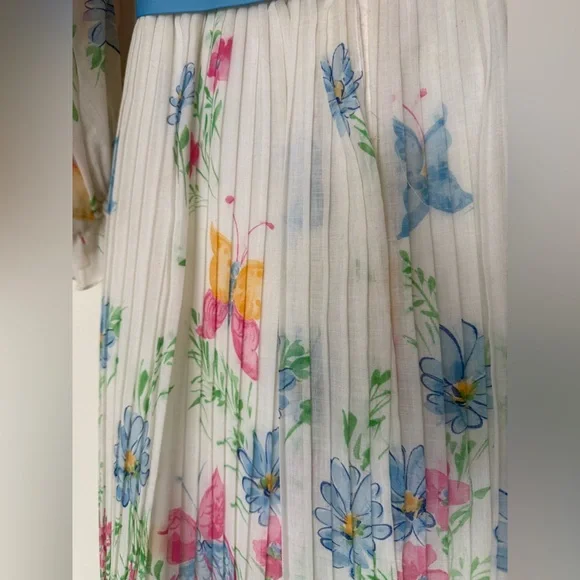 Vintage 1970s Pastel Floral Garden Maxi Dress Sheer Peasant Sleeve Womens Sz Lg - Picture 11 of 15